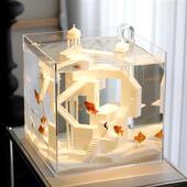 超白玻璃鱼缸客厅小型桌面长方形观赏水族箱生态造景水草乌龟裸缸