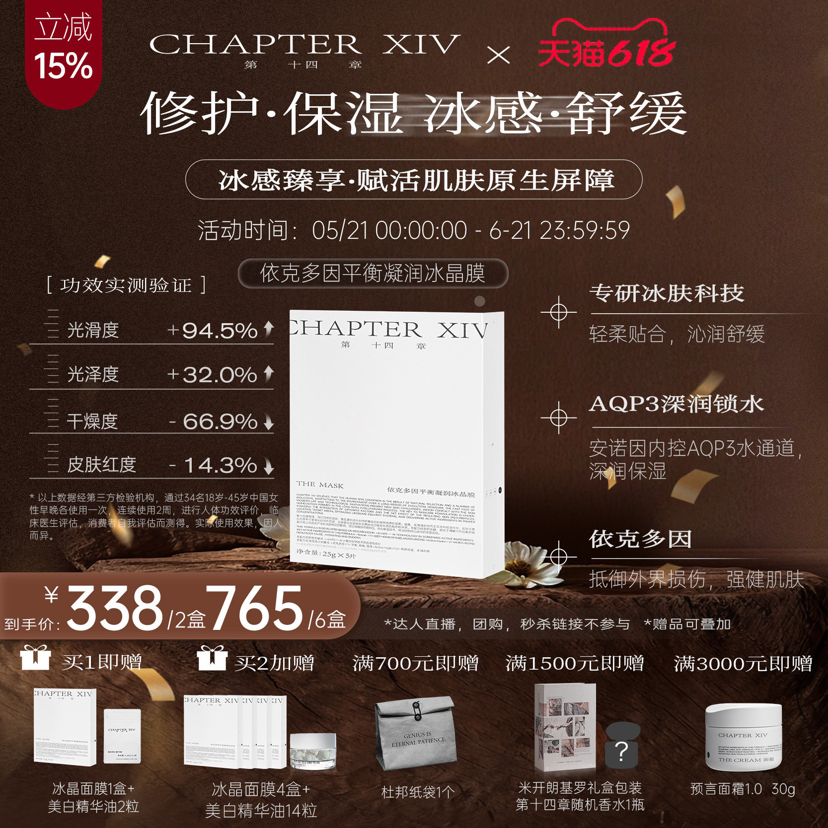 【修护舒缓】第十四章依克多因冰晶面膜5片/盒保湿补水平衡凝润