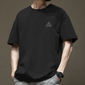 纯棉短袖 上衣服 体恤学生百搭宽松大码 T恤男夏季 简约潮流圆领半袖