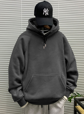 440克冬季余文乐潮牌男装卫衣男士连帽外套简约上衣宽松加绒帽衫