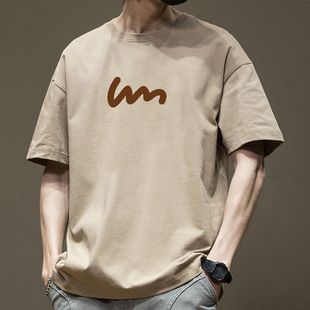 男装 2026新款 oversize宽松体恤 T恤男ins潮牌夏季 港风复古纯棉短袖
