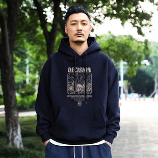 复古潮牌余文乐加厚宽松外套 美式 连帽加绒卫衣男生秋冬季 2025新款