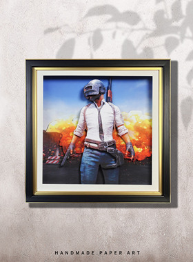 绝地求生PUBG大吉大利今晚吃鸡端游周边手办立体画卧室装饰3D壁画