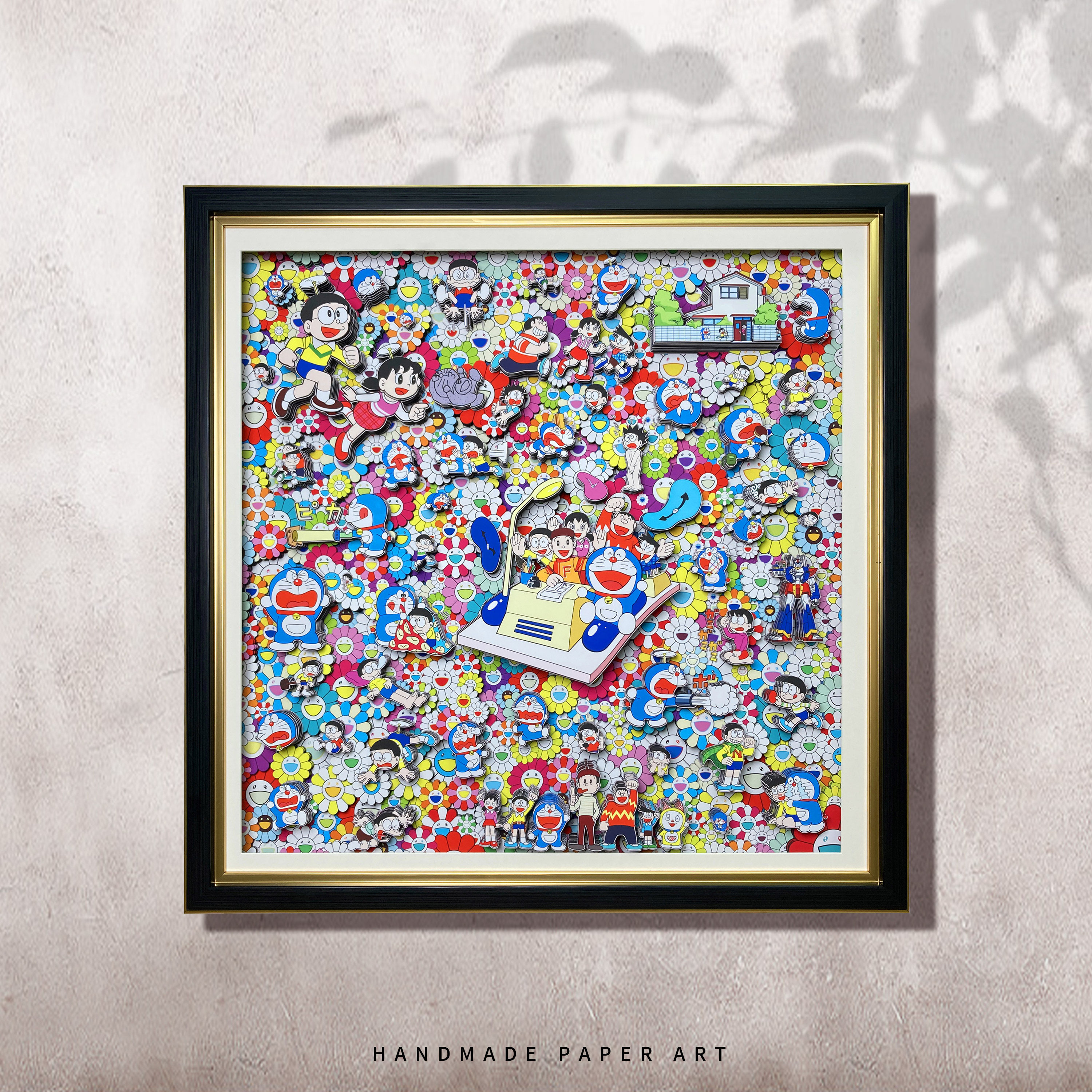 哆啦a梦动漫周边时光机立体画客厅沙发背景挂画卧室玄关装饰壁画.