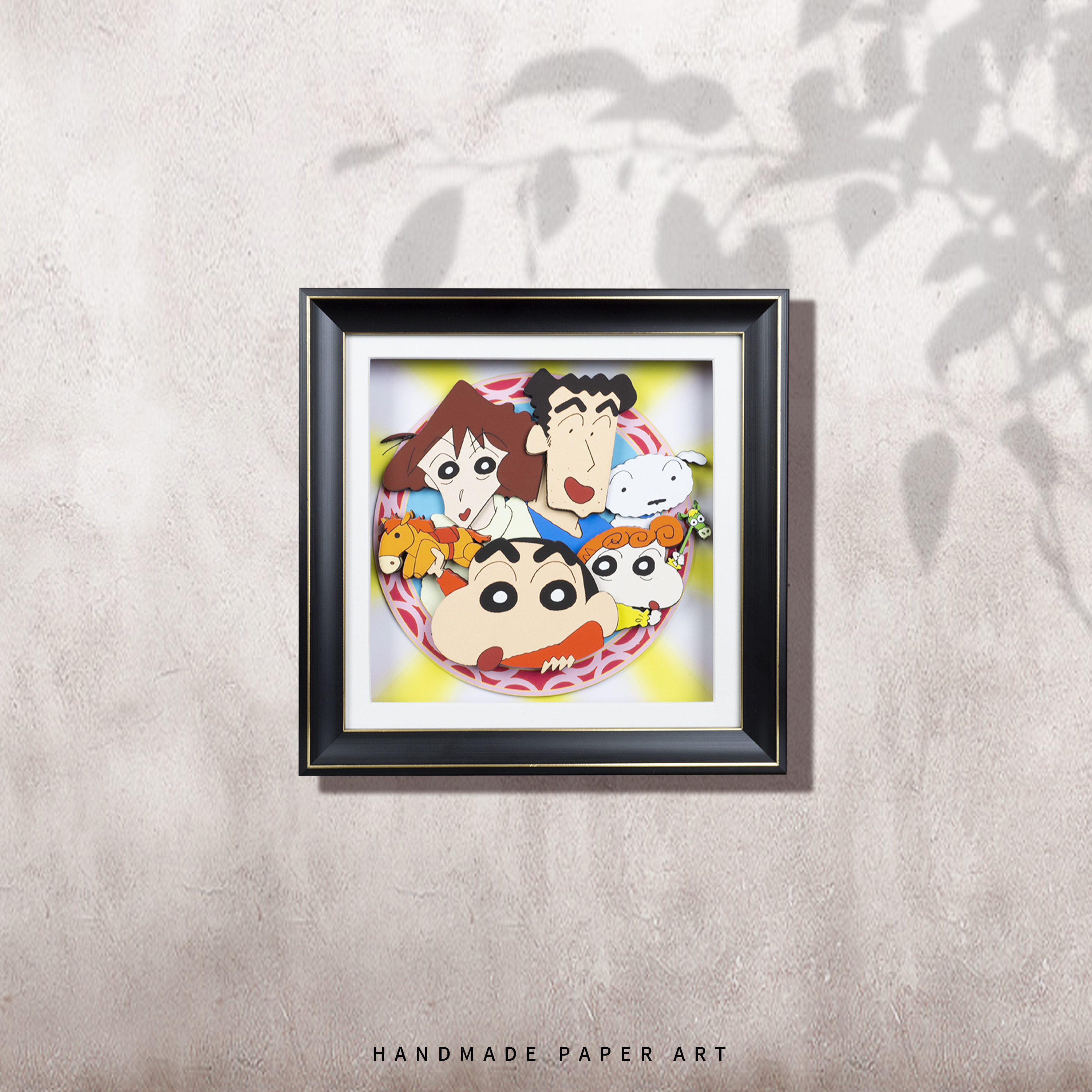 蜡笔小新野原家全家福日漫周边纸艺立体画客厅沙发背景画卧室挂画