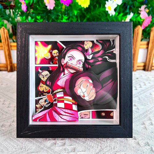 鬼灭之刃祢豆子周边3d灯光立体画
