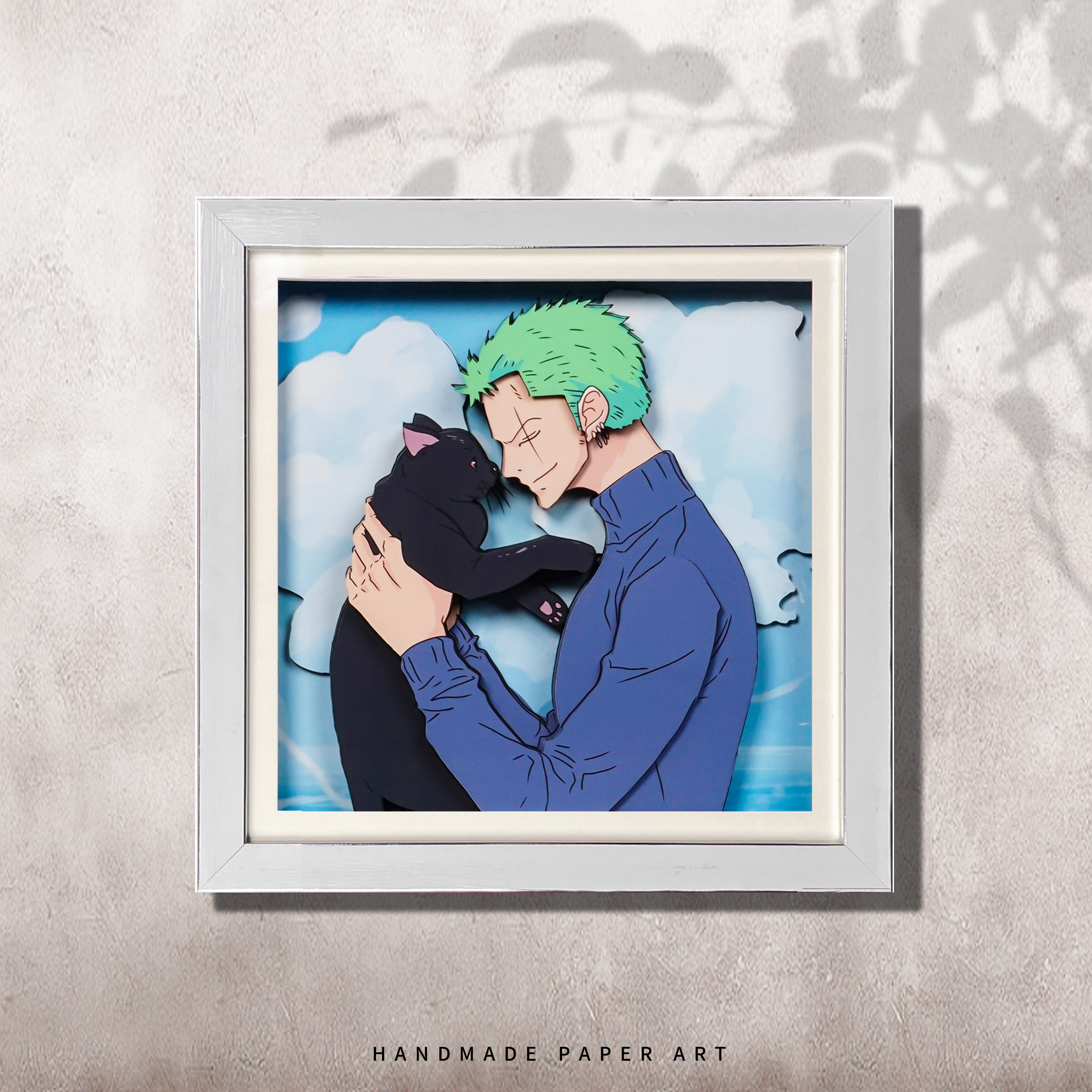 海贼王动漫周边索隆抱猫立体画客厅沙发背景壁画卧室装饰布景挂画