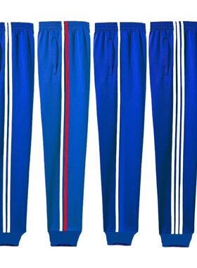 校服裤子宝蓝色二条杠学生一道杠春秋中学生束脚夏季高中中小学生