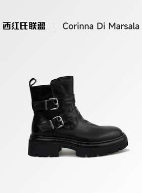 Corinna di Marsala2025新款厚底马丁靴女真皮切尔西英伦风短靴