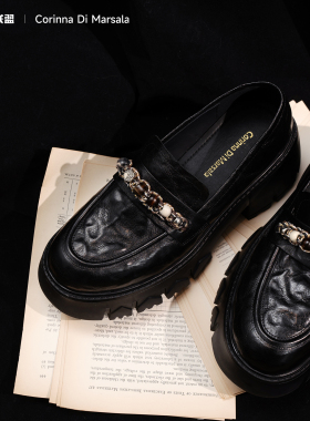 Corinna di Marsala2025新款厚底乐福鞋女增高英伦风小皮鞋