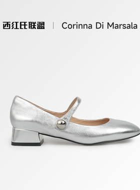 Corinna di Marsala真皮玛丽珍鞋2025年新款一字带芭蕾舞浅口单鞋