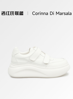 Corinna di Marsala2025新款厚底增高板鞋女魔术贴小白鞋女鞋