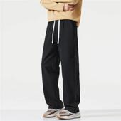 百搭宽松显瘦阔腿直筒休闲裤 曼希尔男装 高品质秋冬纯棉加绒休闲裤