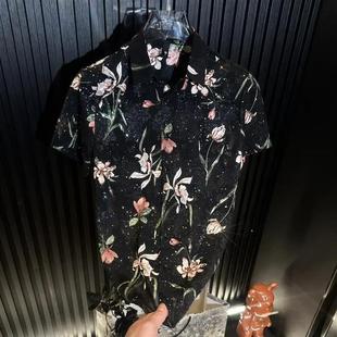 百搭潮流提花翻领衬 纯雅轻奢男C装 高端欧货轻奢时尚 修身 印花夏季