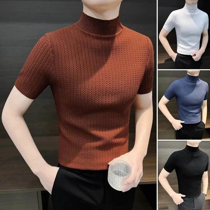 EIbaph轻奢男装半高领男士红色毛衣新款爆款秋冬男款西装针织衫