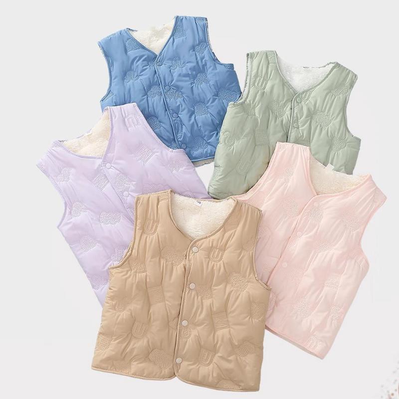 小桃子妈咪呀p男女童宝宝马甲新款夹棉加绒保暖背心内外穿潮流坎