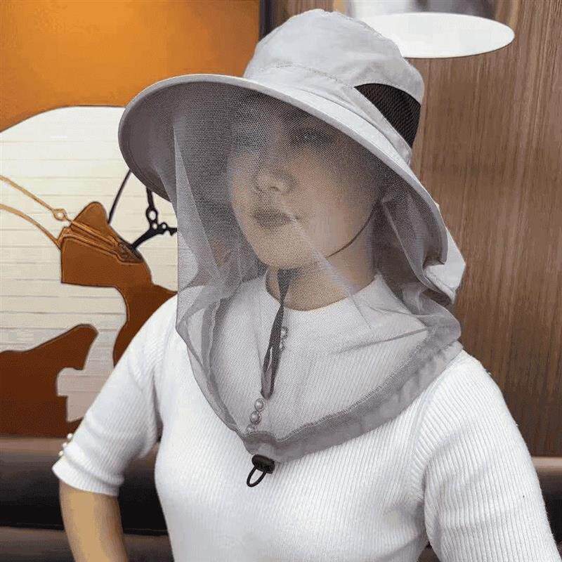 梵瑞饰品专营户外1鱼帽男女遮脸防晒帽透气网纱面罩防虫防晒遮脸