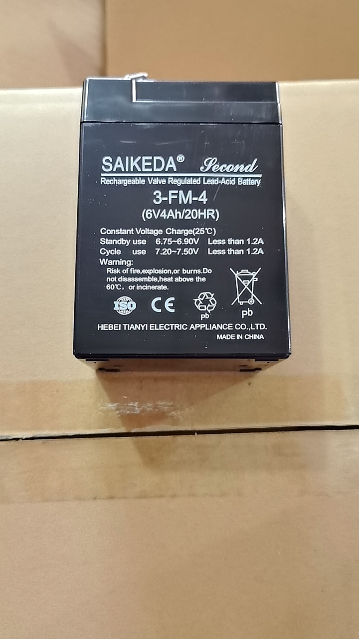 赛克达3-FM-4.6V4.0AH童车蓄电池7A儿童电动童车6V蓄电池电瓶