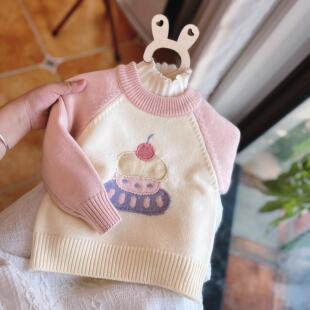 女宝宝中低领打底毛衣秋冬1234岁小女童内搭套头针织打底加绒毛衣