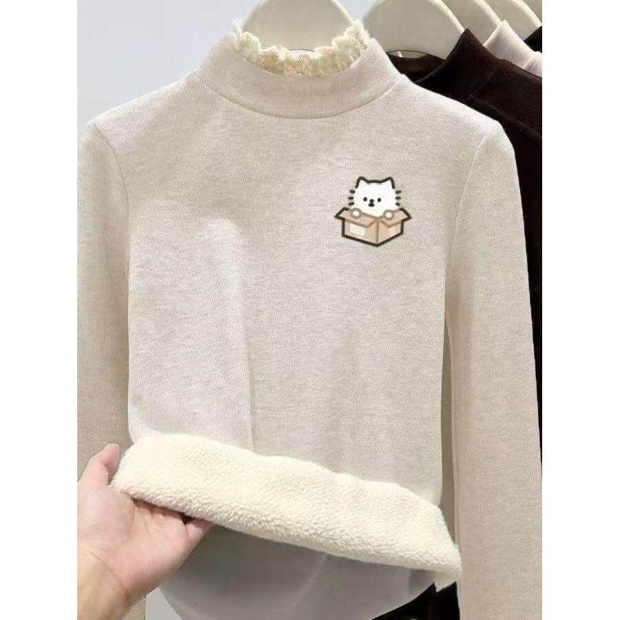 女童新款卫衣半高领打底衫内搭冬季加绒加厚长袖洋气上衣中大童女