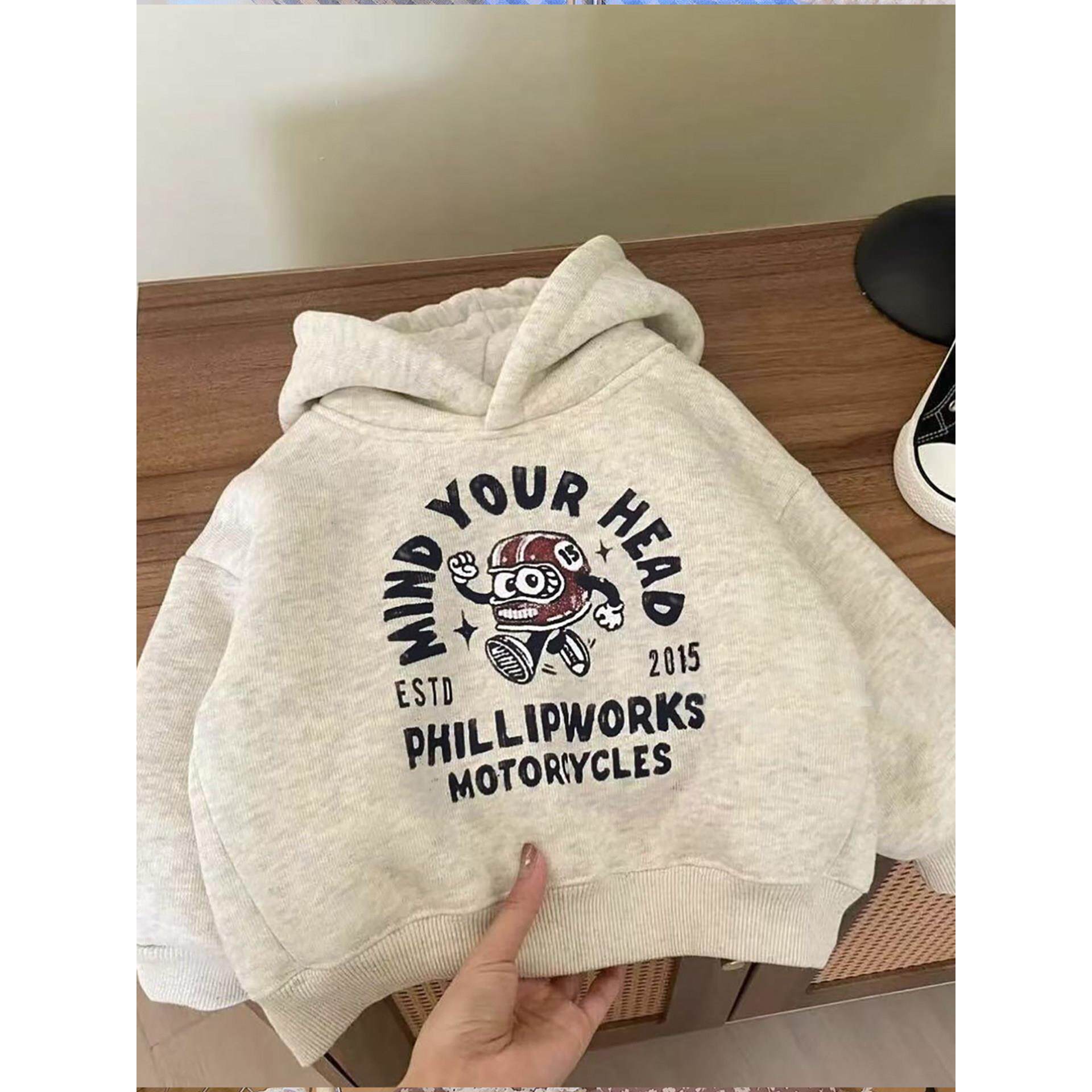 儿童羊羔绒连帽卫衣秋冬款洋气时尚百搭男女童宝宝加绒加厚上衣