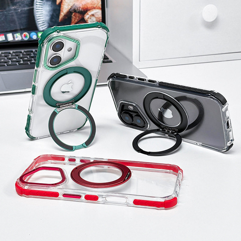 适用苹果iphone17promax手机壳16pro旋转支架15promax透明14plus强磁吸13pro亚克力12promax防摔Air保护套