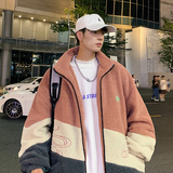 港风直播B羊羔绒棉衣外套撞色立领羊羔毛棉袄A005A-J8057P80控108，男装夹克，电商A005A