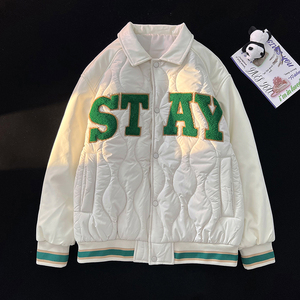 毛毯平铺B美式复古菱格棉服男棒球服棉衣A005A-MN8718P105控138图片