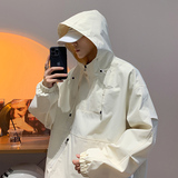 港风I连帽工装大口袋套头拉链防风冲锋衣86066-特P78，男装夹克，电商A005A