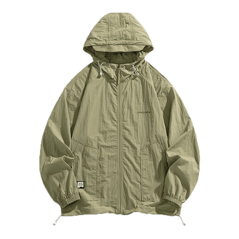 白底B户外冲锋衣男工装连帽外套薄款防水登山服防晒衣服86013-P68,男装夹克,电商A005A
