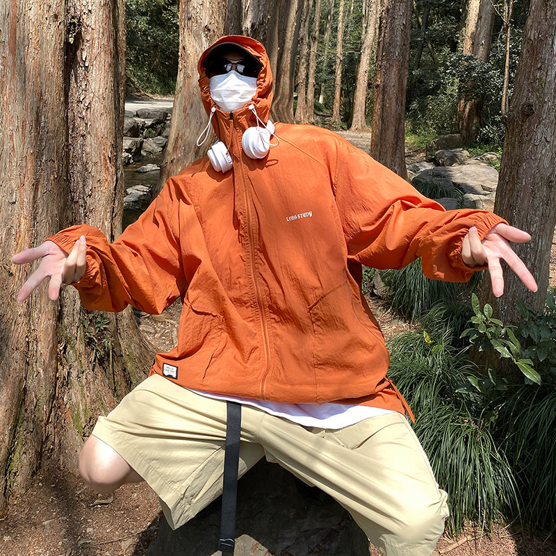 港风N户外冲锋衣男工装连帽外套薄款防水登山服防晒衣服86013-P68,男装夹克,电商A005A
