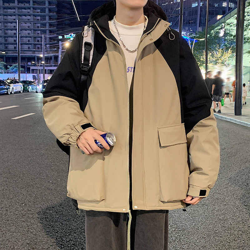 冬季外套男G工装大口袋拼色连帽羽绒加厚棉衣服冲锋衣88022-P118,男装棉衣,电商A005A