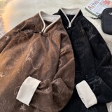 新中式K斜襟盘扣龙纹灯芯绒中山装立领夹克外套男JK20-P105控138，男装夹克，电商A005A