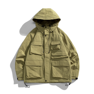 白底A工装大口袋设计连帽户外冲锋衣夹克登山服外套JN8917-P110图片