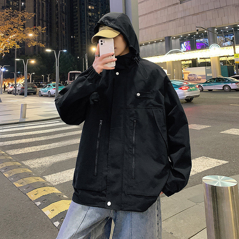 港风F工装大口袋冲锋衣防风登山服连帽外套A005A-JN8915-P108图片
