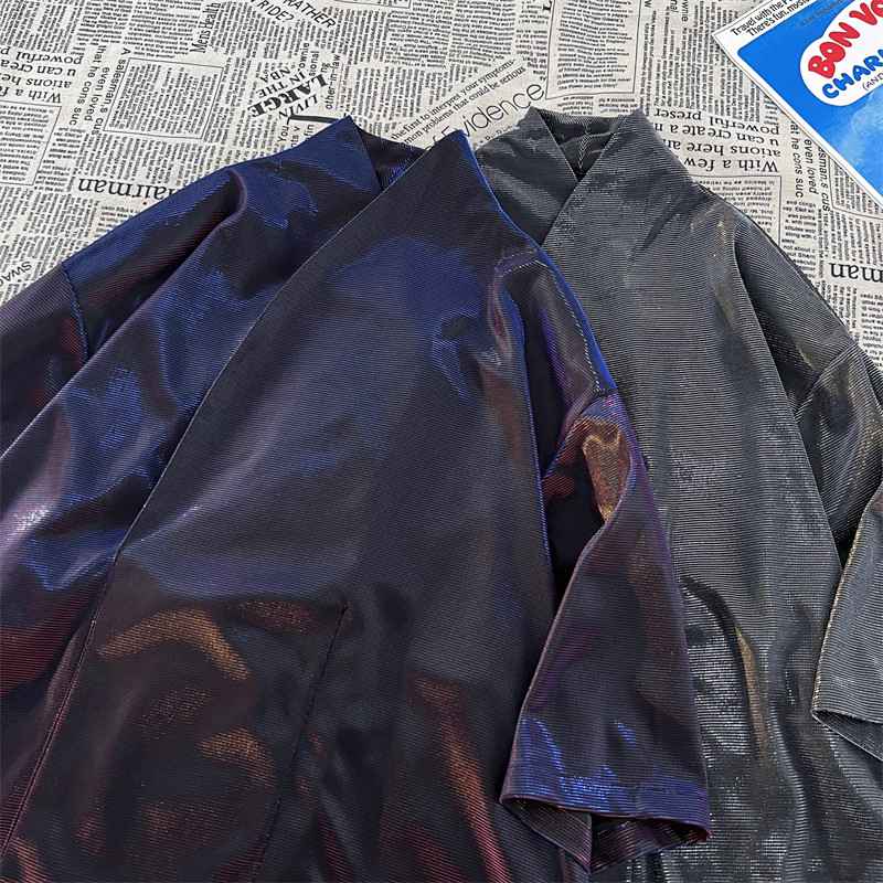 改良风新中式D大V领舞台亮闪闪冰丝酒吧演出T恤T59-P65控88，男装T恤，电商A005A