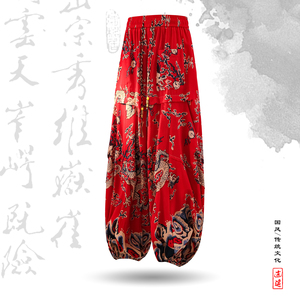 8XL超大码风龙纹沙滩裤男阔腿裤折褶九分裤长裤K267-P68控88，男装休闲裤，电商A005A