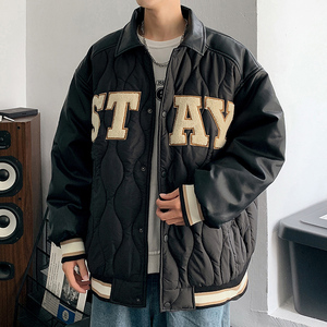 港风D美式复古菱格棉服男棒球服棉衣A005A-MN8718P105控138图片