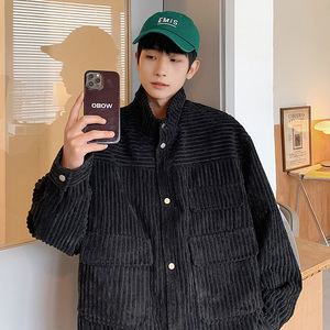 港风A灯芯绒工装多口袋外套棒球服夹克A005A-JN8737P75控98图片