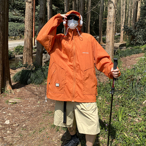 港风L户外冲锋衣男工装连帽外套薄款防水登山服防晒衣服86013-P68