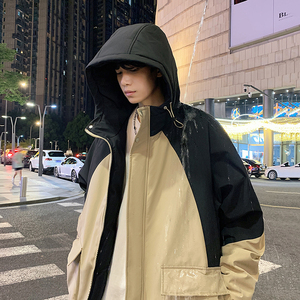 冬季外套男D工装大口袋拼色连帽羽绒加厚棉衣服冲锋衣88022-P118