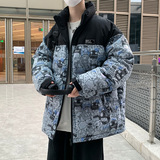 港风A趣味卡通印花拼接羽绒棉服棉衣A005A-M8065P108控138，男装棉衣，电商A005A