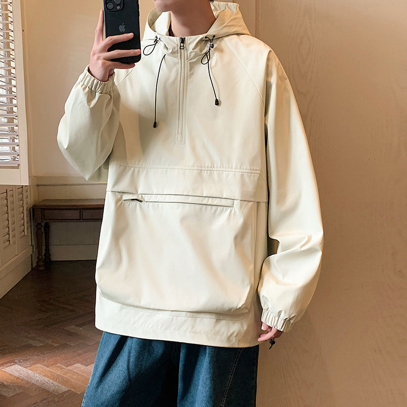 港风B连帽工装书包口袋套头拉链防风冲锋衣86090-特P80,男装夹克,电商A005A