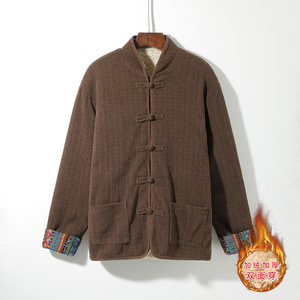 新中式O麦穗羊羔毛加绒加厚双面穿棉服夹克棉衣男JK21-P135控158图片