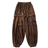 新中式I暗黑明线设计灯芯绒折褶小众设计阔腿裤水桶K203-P75控88，男装休闲裤，电商A005A