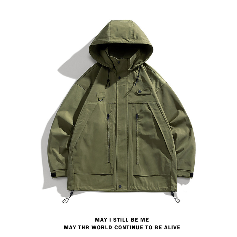 得物白底C工装大口袋冲锋衣防风登山服连帽外套A005A-JN8915-P108,男装夹克,电商A005A