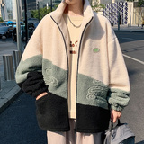 港风直播B羊羔绒棉衣外套撞色立领羊羔毛棉袄A005A-J8057P80控108，男装夹克，电商A005A