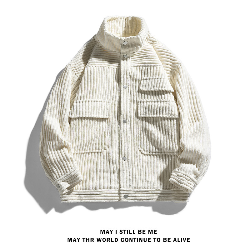 得物白底C灯芯绒工装多口袋外套棒球服夹克A005A-JN8737P75控98图片
