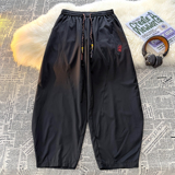 风L暗黑刺绣冰丝大桶裤宽松高级感萝卜裤阔腿裤K252-P65控88，男装休闲裤，电商A005A