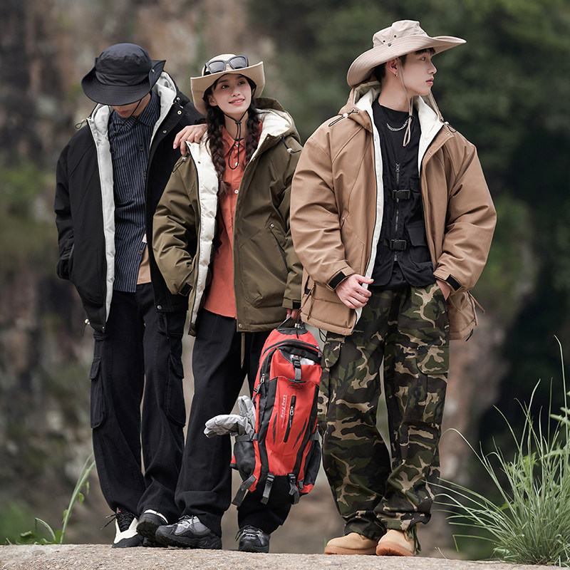 冬季外套男I工装大口袋连帽羽绒棉服加厚棉衣冲锋衣男88108-P120,男装棉衣,电商A005A